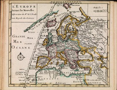 Karta från Nationalbibliotekets kartsamling. Kartan publicerades (1690-1708) och visar Europa av Sanson chez Mortier
