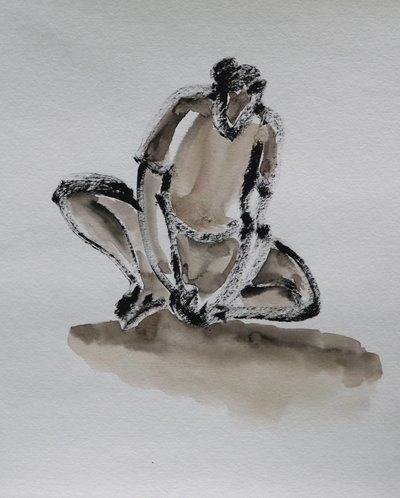 En eftertänksam, hukande figur av Santhosh ch