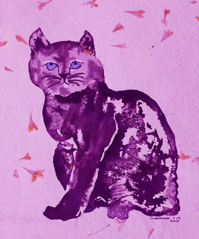 Den lila katten och blombladen av Santhosh ch