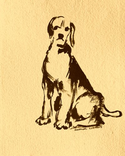 Sittande hund i bläck av Santhosh ch
