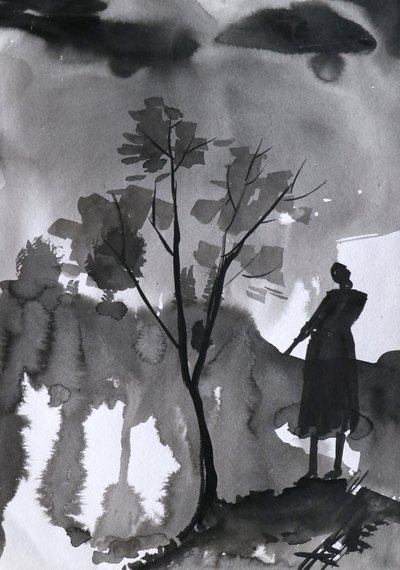 Ensam figur, mörk himmel av Santhosh ch