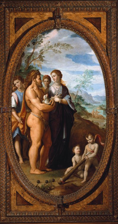 Hercules och Omphale (olja på duk av Santi di Tito