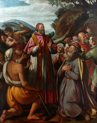 Den helige påven Klemens I, omgiven av troende, 1592. av Santi di Tito