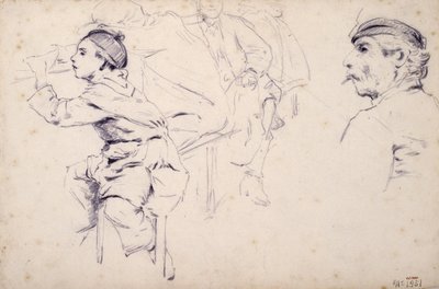 Studie av barn och figurer av män av Santiago Rusiñol