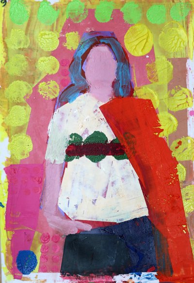 Elle #5, 2020 (akryl på papper) av Sara Hayward