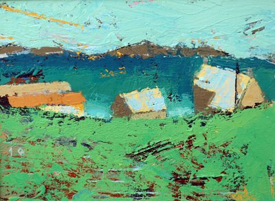 Farmstead Iona (akryl på duk) av Sara Hayward