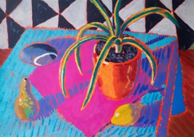 Still Life # 38, 2024 (akryl på papper) av Sara Hayward