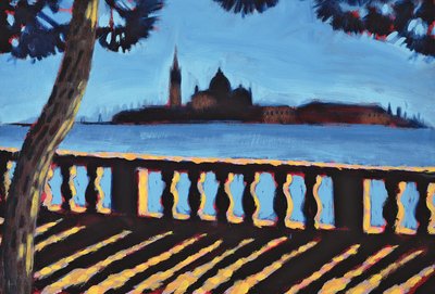 Mot Giudecca, Venedig (olja på kort) av Sara Hayward
