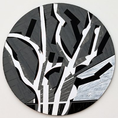 Twixt Heaven & Earth VII-B (akryl på cirkulär skiva) av Sara Hayward