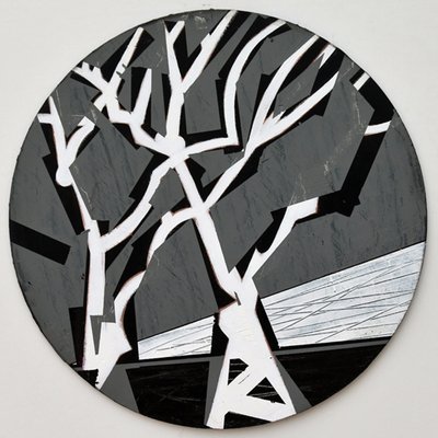 Twixt Heaven & Earth XV-B (akryl på cirkulär skiva) av Sara Hayward