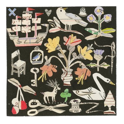 The Swan And The Thistle, 2021 (collage på tryckt kvadrat) av Sarah Battle