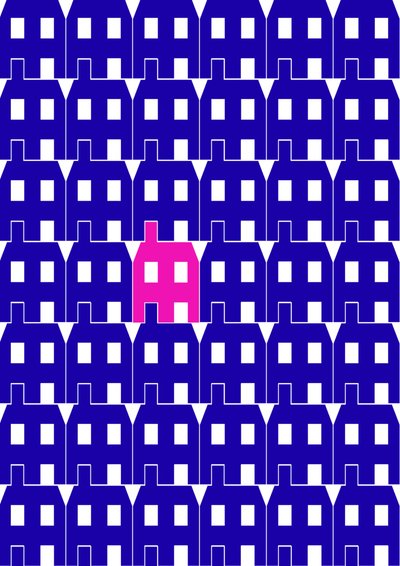 Blue Paper House_Large, 2020 (digital) av Sarah Evans