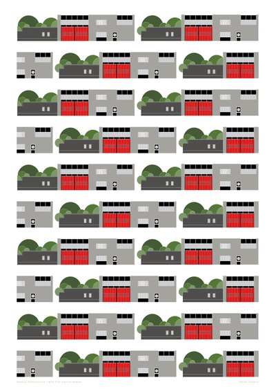Fire Station Repeat Print, 2014 (grafiskt giclee-tryck) av Sarah Evans