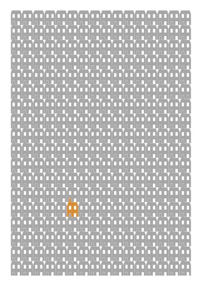 Grey Paper House Repeat Print, 2014 (grafiskt giclee-tryck) av Sarah Evans