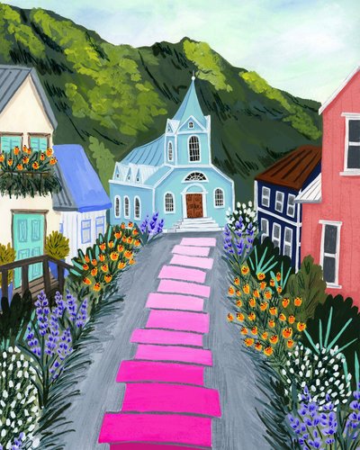 Blue Church Village av Sarah Gesek