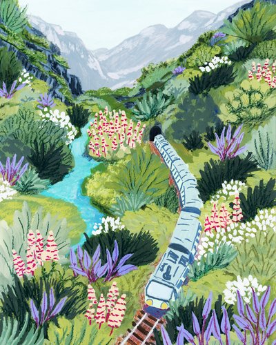 Tågresa genom Mountain Valley av Sarah Gesek