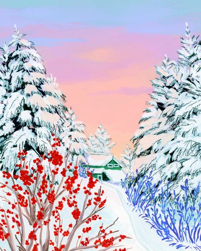 Snöig vinterstuga av Sarah Gesek