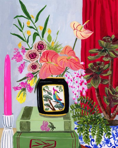 Livfullt blomsterstilleben av Sarah Gesek