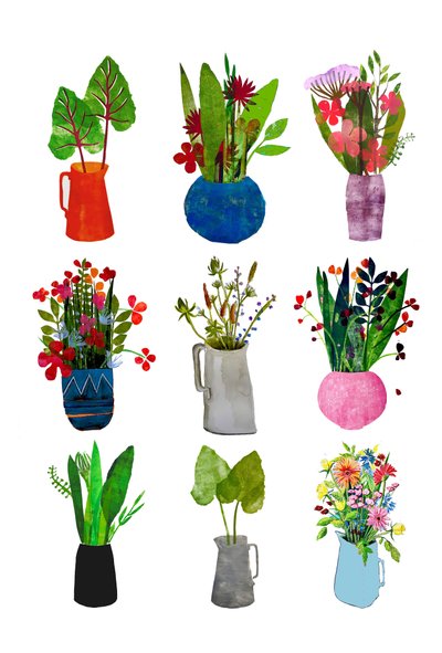 Vaser och kannor 2021 (bläck på papper) av Sarah Thompson-Engels