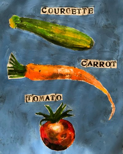frukt och grönt, 2023 (akvarell) av Sarah Thompson-Engels