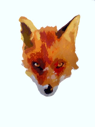 Fox face, 2013 (monoprint med bläck) av Sarah Thompson Engels