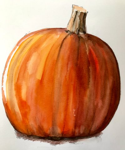 Pumpa, 2020, (akvarell) av Sarah Thompson Engels
