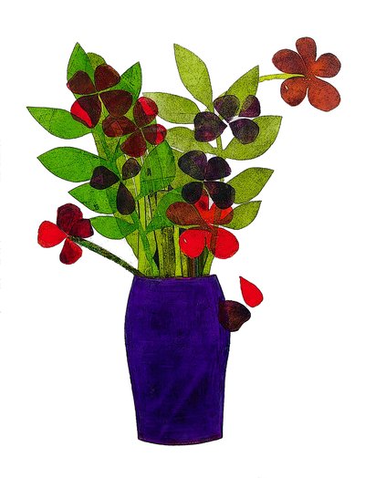 Lila kruka 2020 (monoprint) av Sarah Thompson-Engels