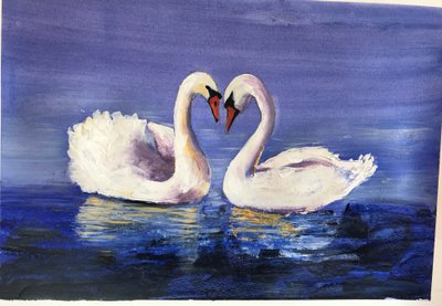 Swans, 2019 (akryl) av Sarah Thompson-Engels