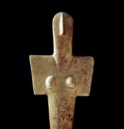 Nuragisk kultur (nuraghi) Sardinian: kalkstensstatyett av modergudinnan, idol av kykladisk typ, från Senorbi (Trexenta-regionen) med anor från den prenuragiska perioden (1900-talet f.Kr.) Eneolitikum. Dämpa. 42 cm Cagliari, Museo Nazionale Archeologico, Sa av Sardinia Nuragic Civilization