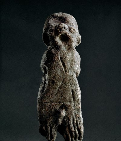 Nuragisk kultur (nuraghi) sardiska: votiva terrakottastatyetter från Abini-templet. Anor från den prenuragiska perioden (25-1700-talet f.Kr.) Eneolitikum. Cagliari, National Archaeological Museum, Sardinien, Italien av Sardinia Nuragic Civilization