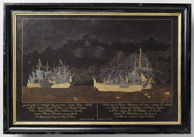 Strid mellan de holländska fregaterna Castor, kapten Pieter Melvill och Briel, kapten Gerard Oorthuis och de engelska fregaterna av Sasaya