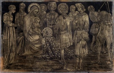 Tillbedjan av Magi målning av Sassetta (1392-1450) Dim 29x46 cm Museum of Decorative Arts and Fashion Marseille av Sassetta (c.1392 1450)