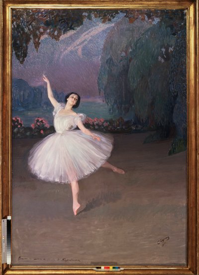 Ballerinan Tamara Karsavina (1885-1978) i Sylphide (för baletten Sylphide) av Savelij Abramovich Sorin