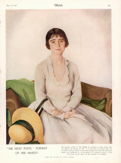 Porträtt av Hennes Majestät Drottning Elizabeth (1900-2002) från "The Sketch av Savely Sorine