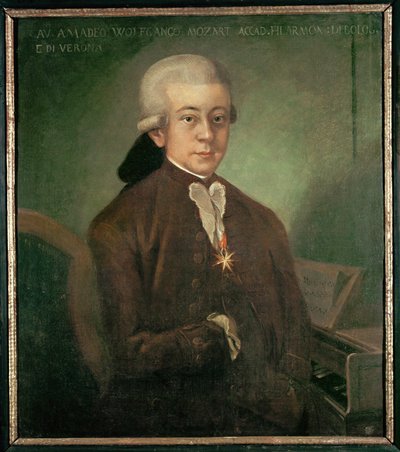 Mozart som riddare av den gyllene sporen ... (olja på duk) av Saverio dalla Rosa