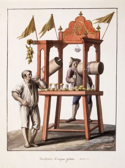 Isvattenförsäljare; Säljare av fruset vatten, 1803 av Saviero Xavier della Gatta