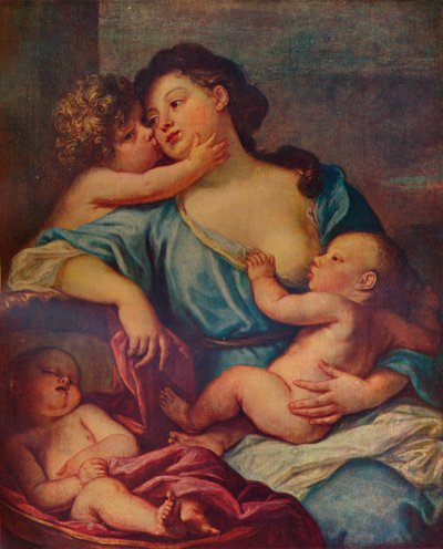 Porträtt av en dam och tre barn, 1600-talet, 1907 av Sébastien Bourdon