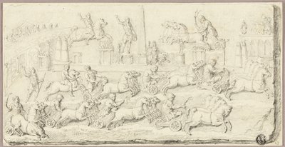 Romersk stridsvagnstävling (efter antik basrelief) av Sébastien Le Clerc the Younger