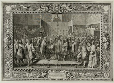 Förnyelse av alliansen mellan fransmännen och schweizarna 1663 av Sébastien Le Clerc the elder