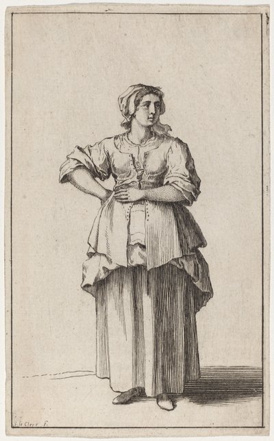 Stående tjänare kvinna av Sébastien Le Clerc the elder