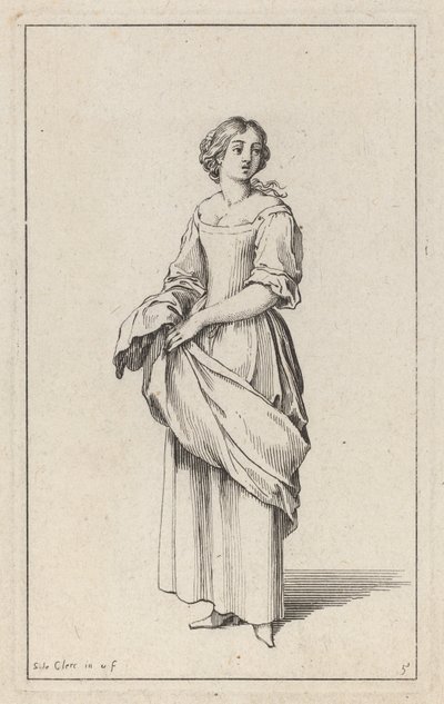 Stående ung bondkvinna av Sébastien Le Clerc the elder