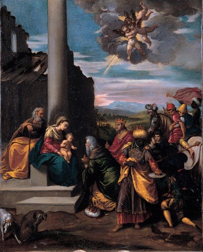 Visarnas tillbedjan, 1575-1580 av Sigismondo Scarsellino