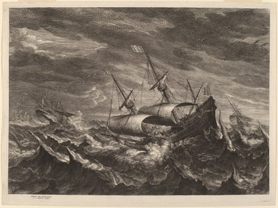 Segelbåtar i storm av Schelte Adams Bolswert after Andries van Eertvelt