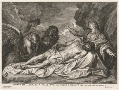 Jungfru som stöder den döde Kristus av Schelte Adams Bolswert after Sir Anthony van Dyck