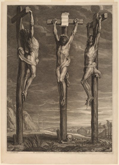 Kristus korsfäst mellan två tjuvar av Schelte Adams Bolswert after Sir Peter Paul Rubens