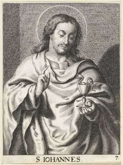 Sankt Johannes evangelisten S. Johannes (titel på objekt) Kristus, Maria och apostlarna (serietitel) av Schelte Adamsz. Bolswert (possibly)