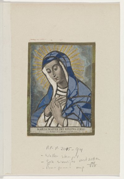 Applikationsprent träffade Maria Maria Mater Dei Queen of Heaven (titel på objekt) av Schelte Adamsz. Bolswert