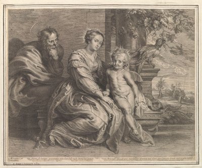 Helig familj med papegoja av Schelte Adamsz. Bolswert