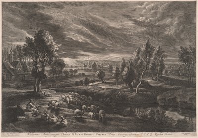 Landskap med får, från De små landskapen av Schelte Adamsz. Bolswert