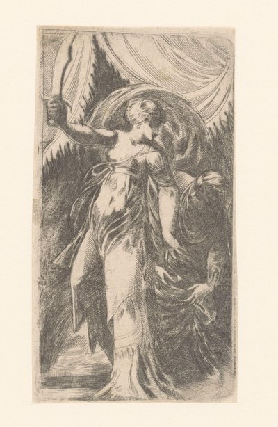 Judith med huvudet av Holofernes i en påse av Schiavone (attributed to)
